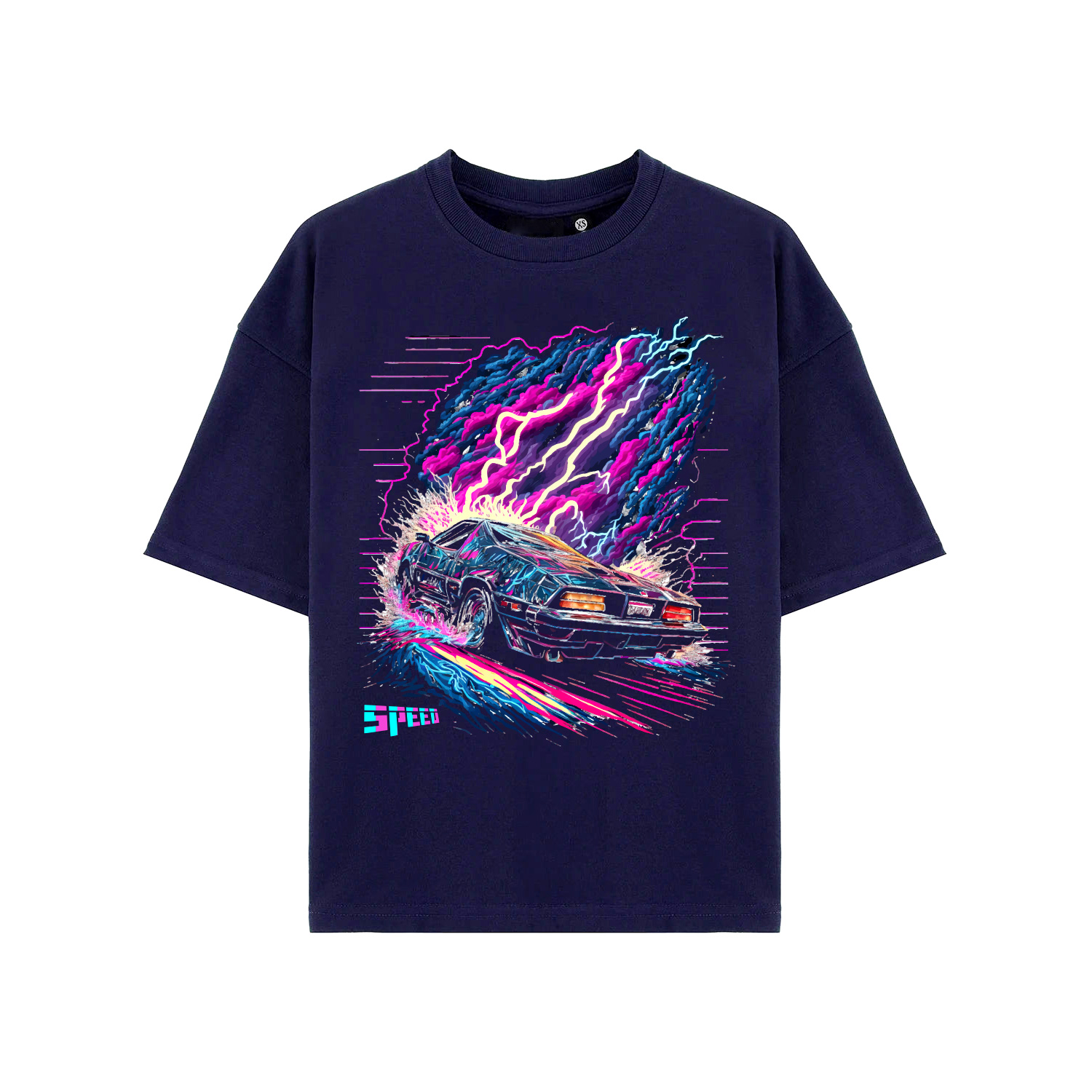 navy-blue-oversize-tshirt-front Premium Custom Logo Oversized Streetwear Tee - Image 1